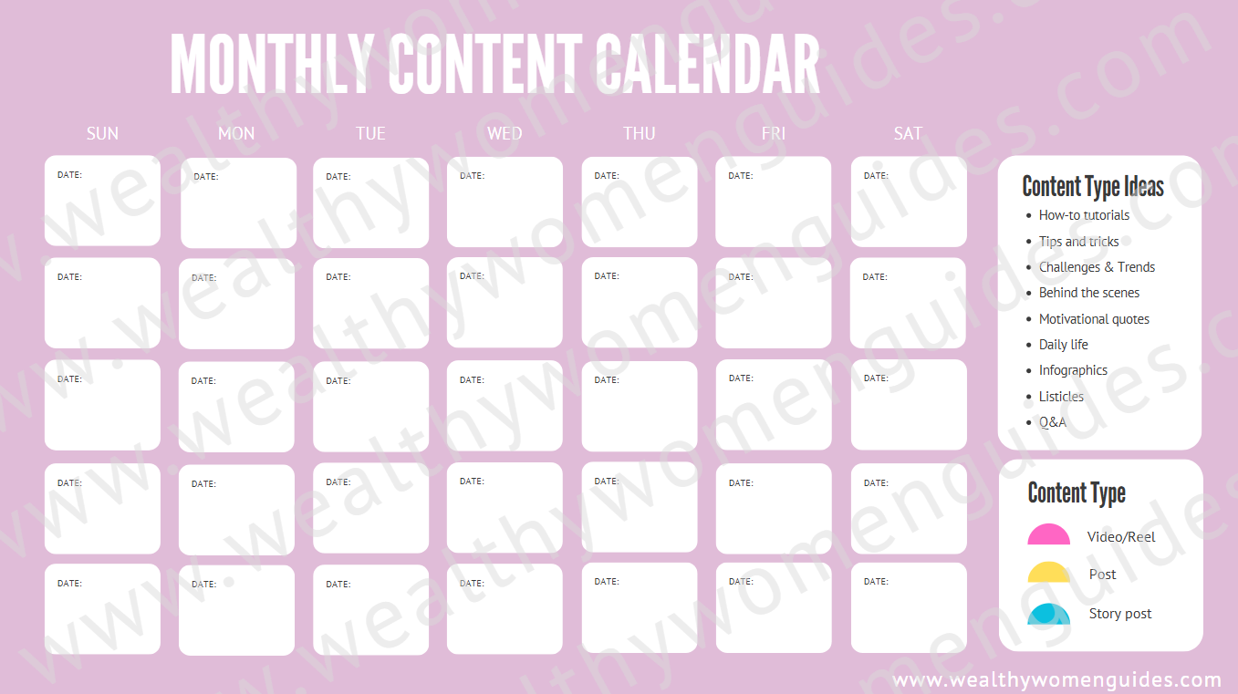 Monthly Content Calender
